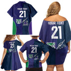 Custom Warriors-Storm Family Matching Off Shoulder Short Dress and Hawaiian Shirt Together Sporty Style