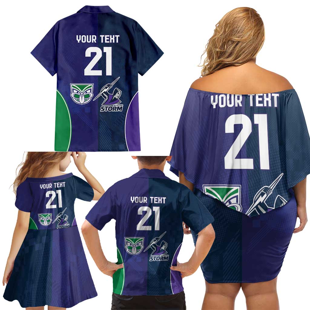 Custom Warriors-Storm Family Matching Off Shoulder Short Dress and Hawaiian Shirt Together Sporty Style