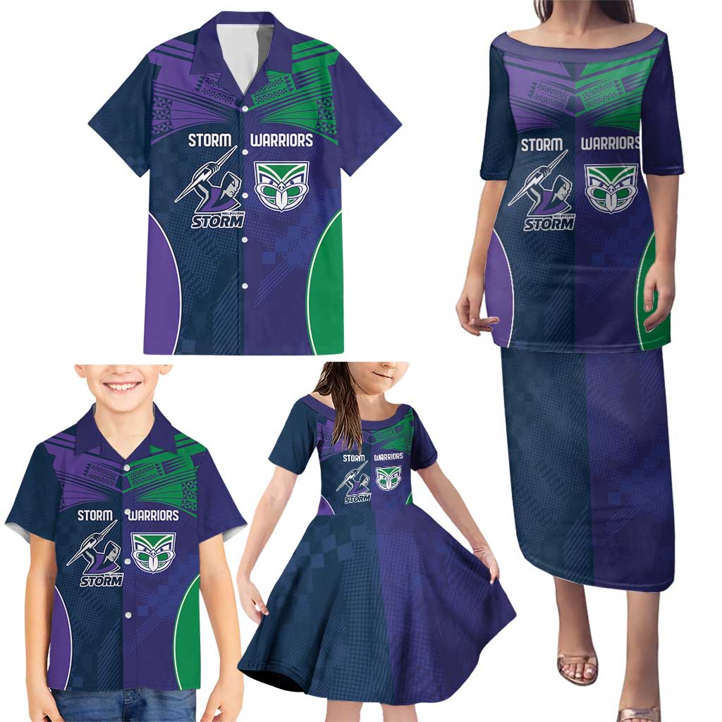 Custom Warriors-Storm Family Matching Puletasi and Hawaiian Shirt Together Sporty Style