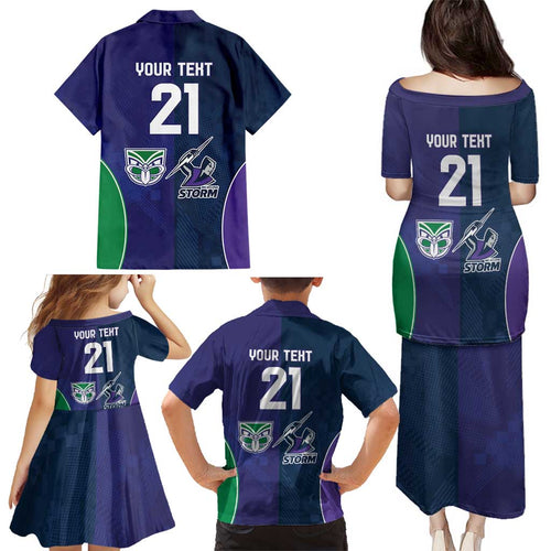 Custom Warriors-Storm Family Matching Puletasi and Hawaiian Shirt Together Sporty Style