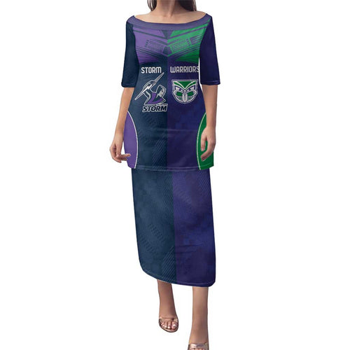 Custom Warriors-Storm Family Matching Puletasi and Hawaiian Shirt Together Sporty Style