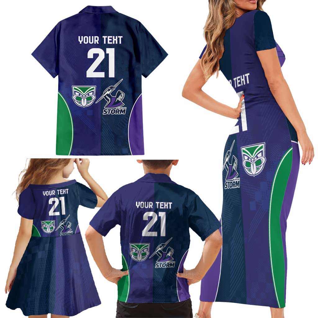 Custom Warriors-Storm Family Matching Short Sleeve Bodycon Dress and Hawaiian Shirt Together Sporty Style