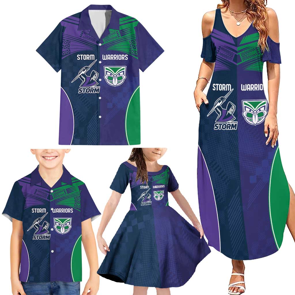 Custom Warriors-Storm Family Matching Summer Maxi Dress and Hawaiian Shirt Together Sporty Style