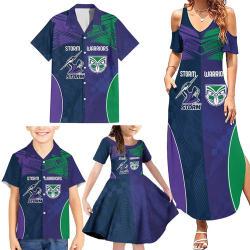 Custom Warriors-Storm Family Matching Summer Maxi Dress and Hawaiian Shirt Together Sporty Style