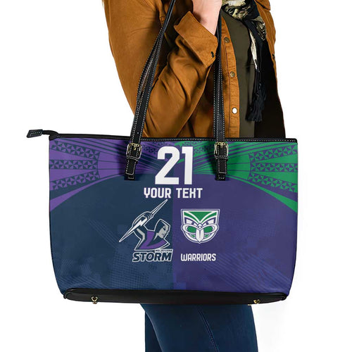 Custom Warriors-Storm Leather Tote Bag Together Sporty Style