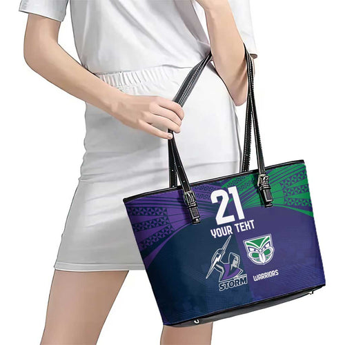 Custom Warriors-Storm Leather Tote Bag Together Sporty Style