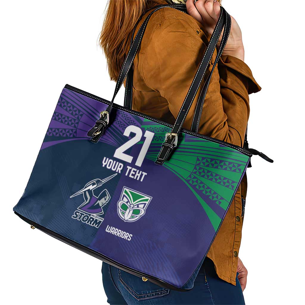 Custom Warriors-Storm Leather Tote Bag Together Sporty Style