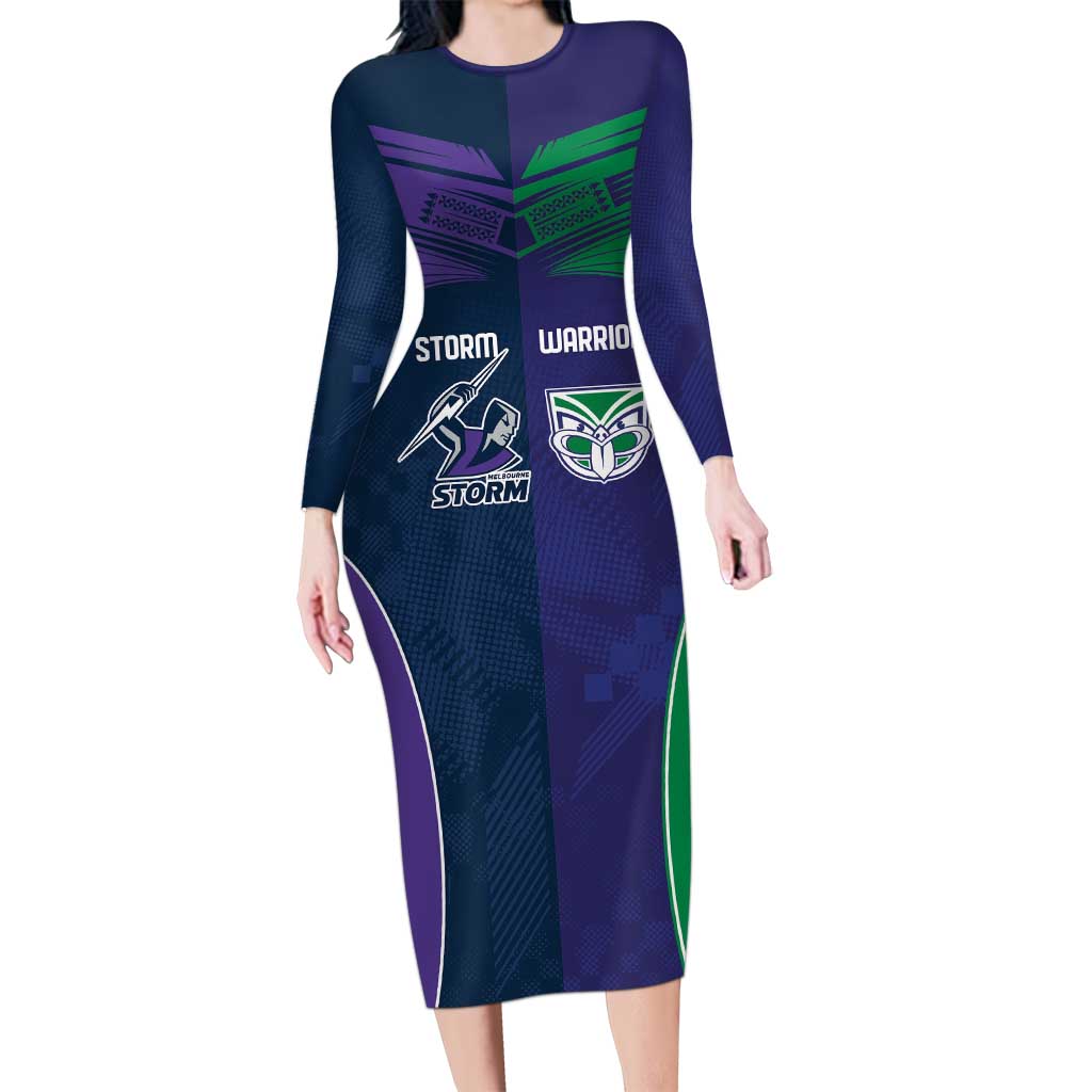 Custom Warriors-Storm Long Sleeve Bodycon Dress Together Sporty Style