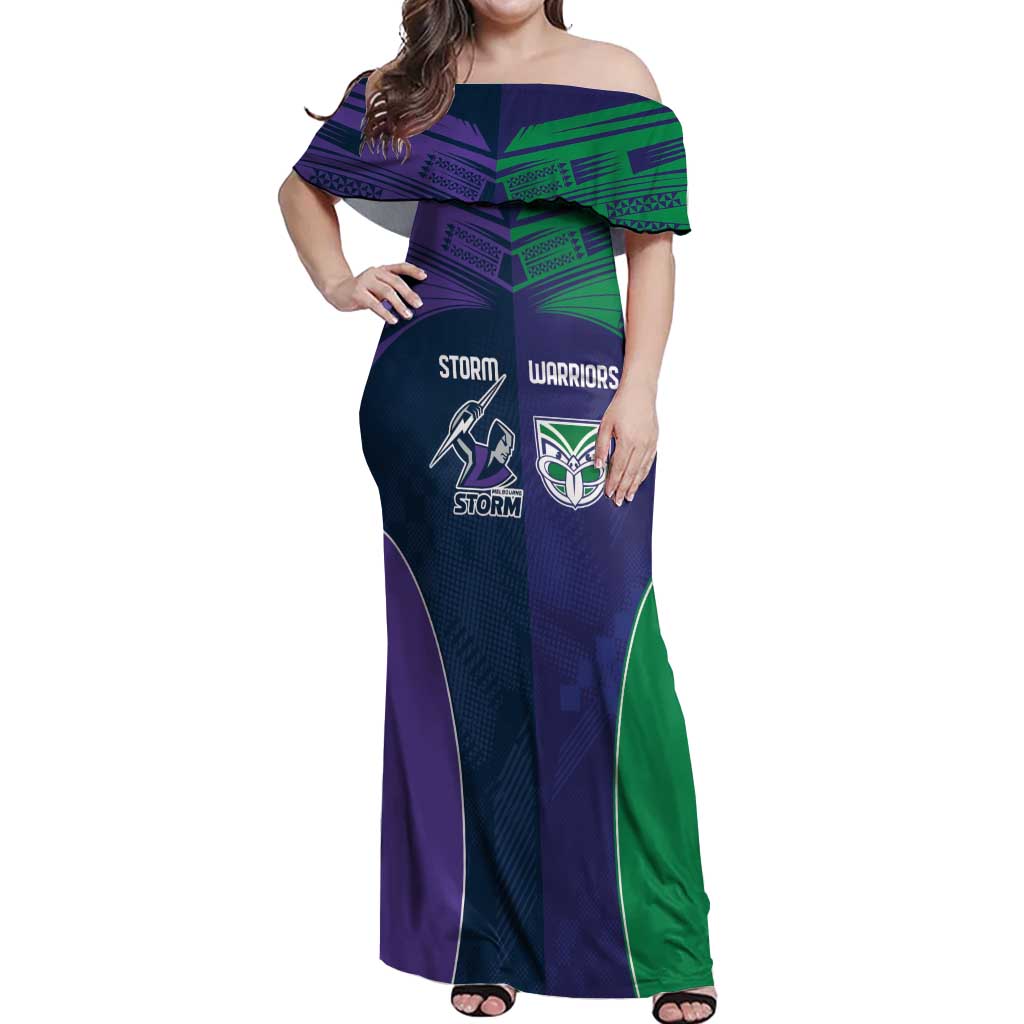 Custom Warriors-Storm Off Shoulder Maxi Dress Together Sporty Style