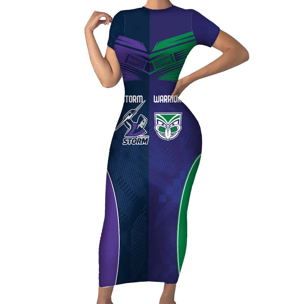 Custom Warriors-Storm Short Sleeve Bodycon Dress Together Sporty Style