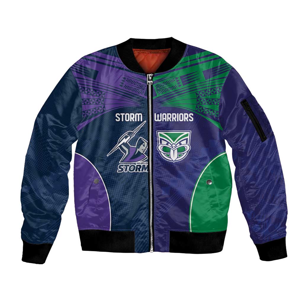 Custom Warriors-Storm Sleeve Zip Bomber Jacket Together Sporty Style