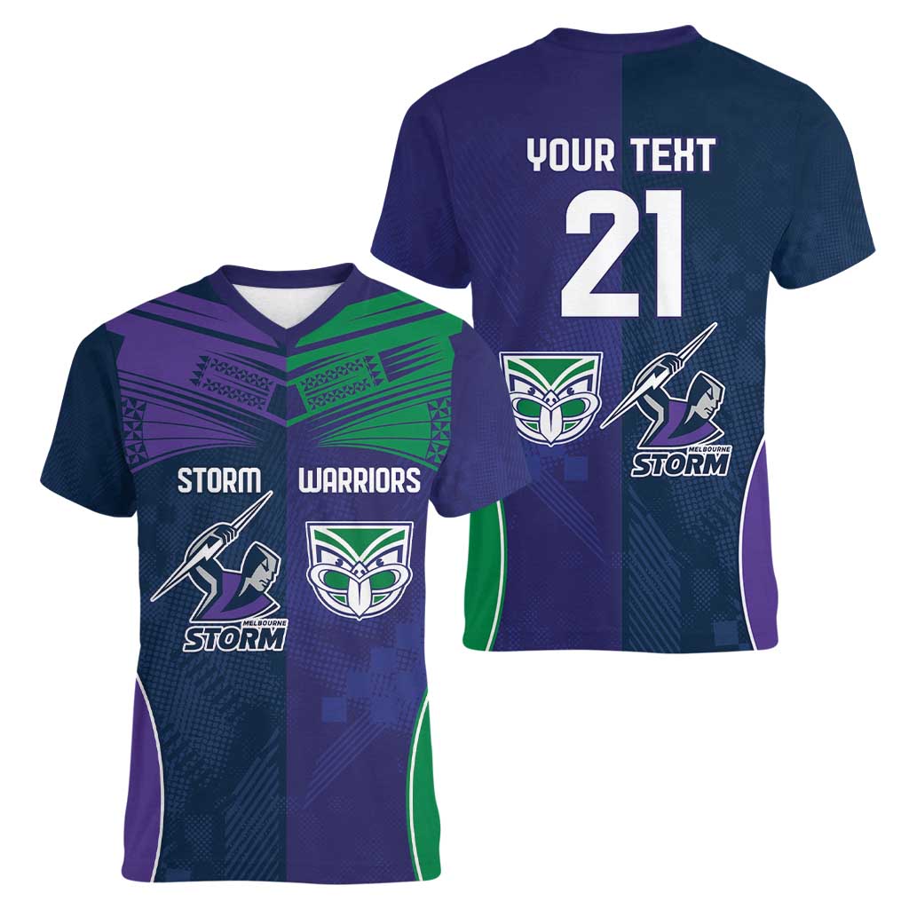 Custom Warriors-Storm Women V-Neck T-Shirt Together Sporty Style