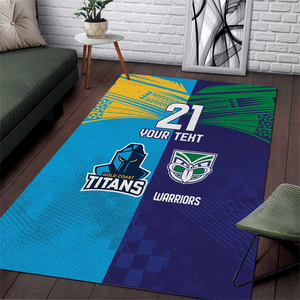 Custom Warriors-Titans Area Rug Together Sporty Style