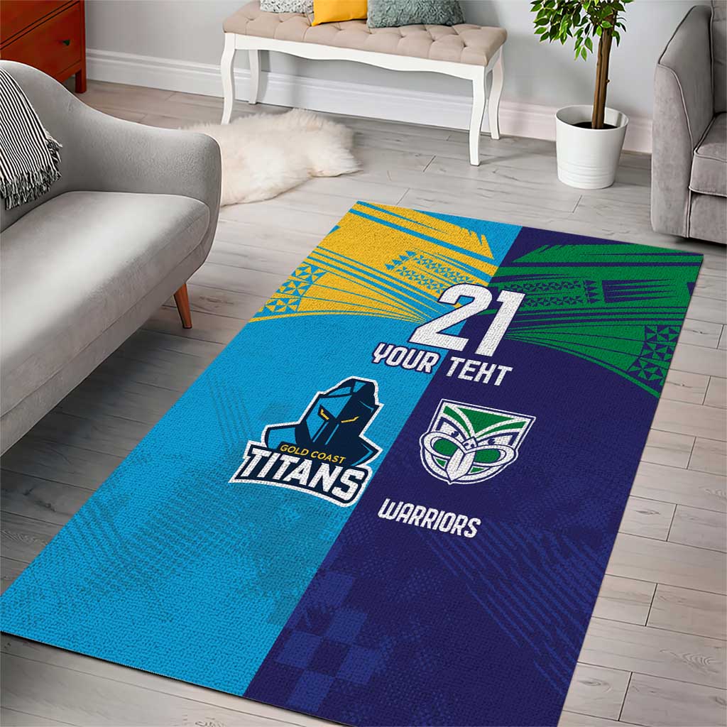 Custom Warriors-Titans Area Rug Together Sporty Style