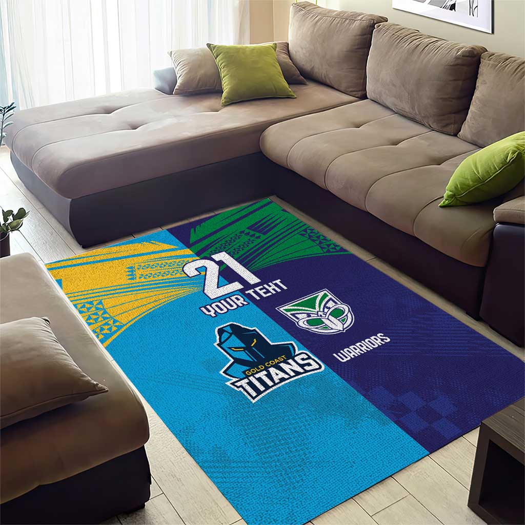 Custom Warriors-Titans Area Rug Together Sporty Style