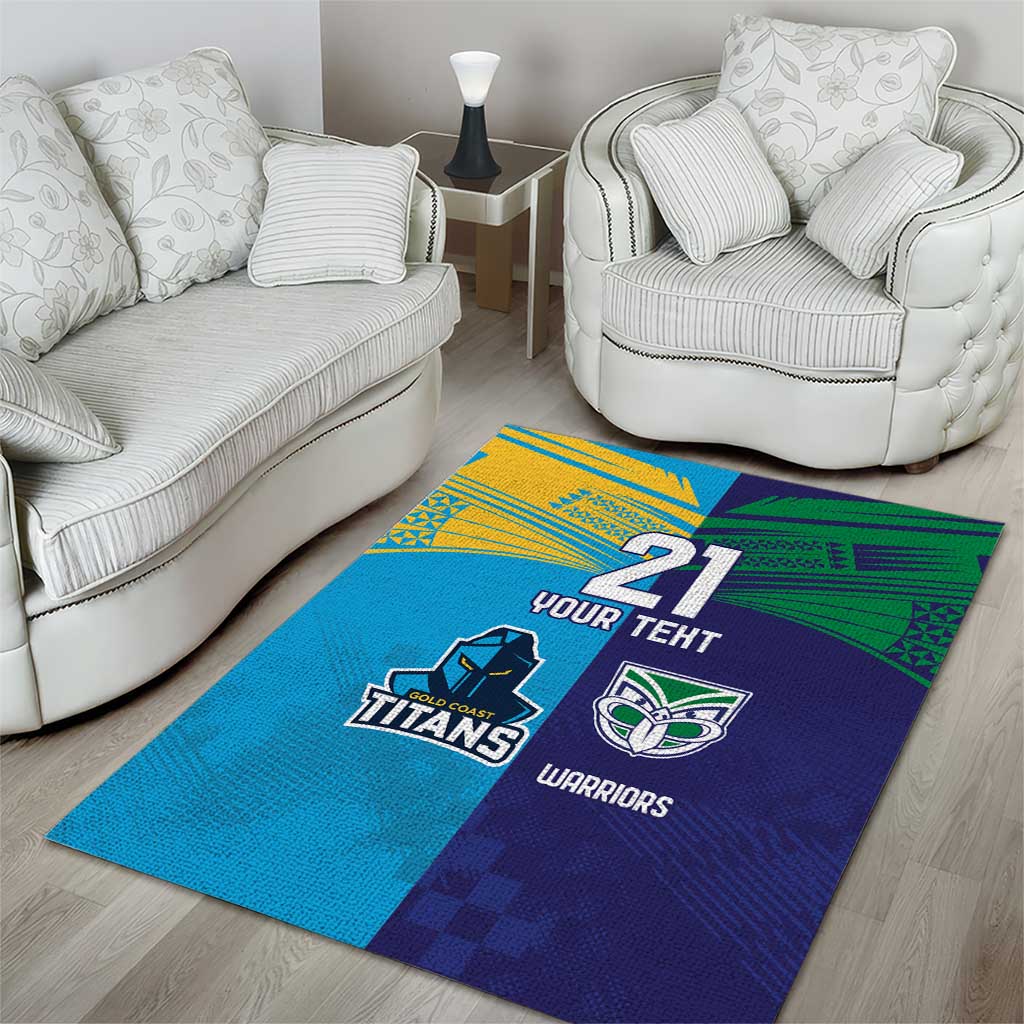 Custom Warriors-Titans Area Rug Together Sporty Style