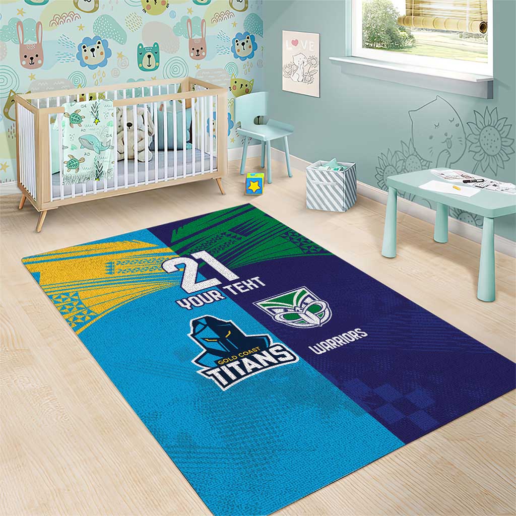 Custom Warriors-Titans Area Rug Together Sporty Style