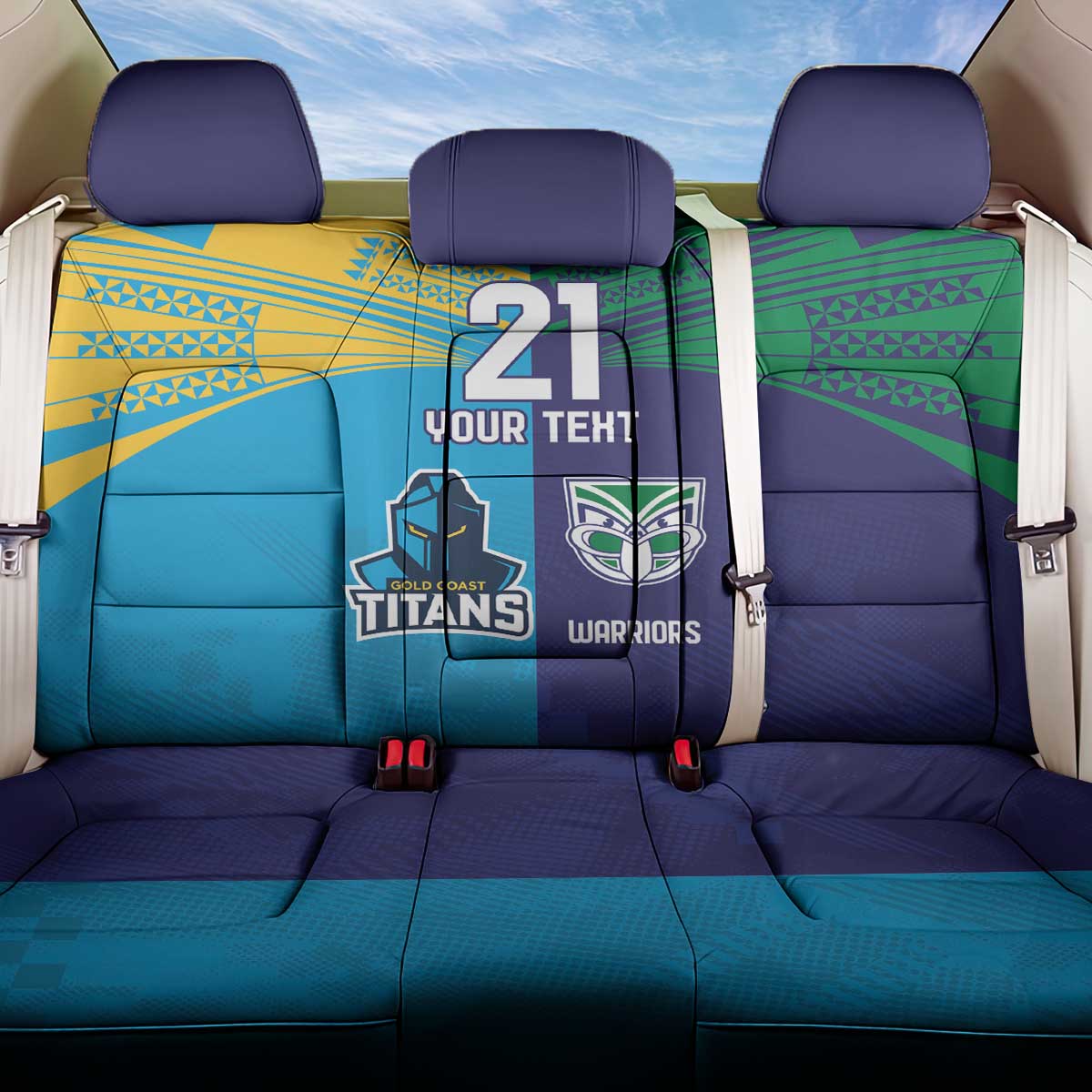 Custom Warriors-Titans Back Car Seat Cover Together Sporty Style