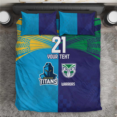 Custom Warriors-Titans Bedding Set Together Sporty Style