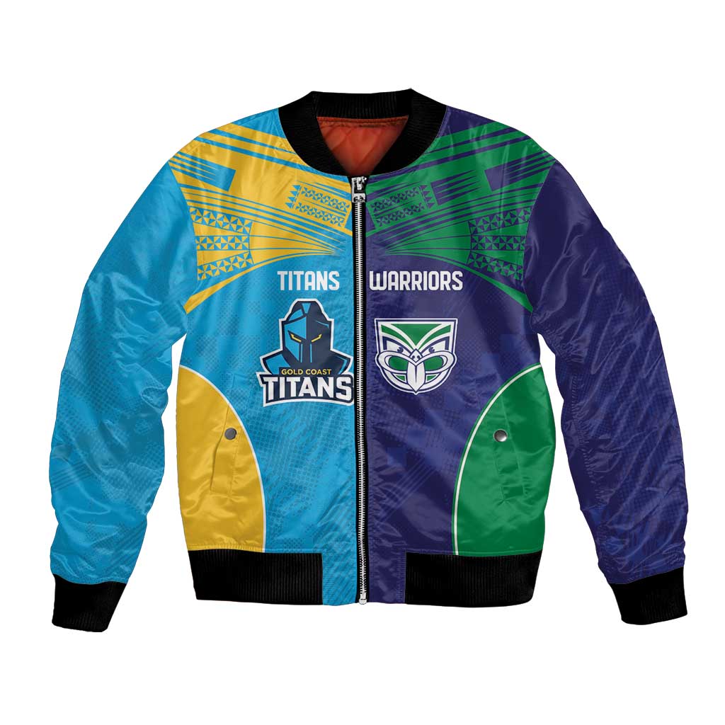 Custom Warriors-Titans Bomber Jacket Together Sporty Style