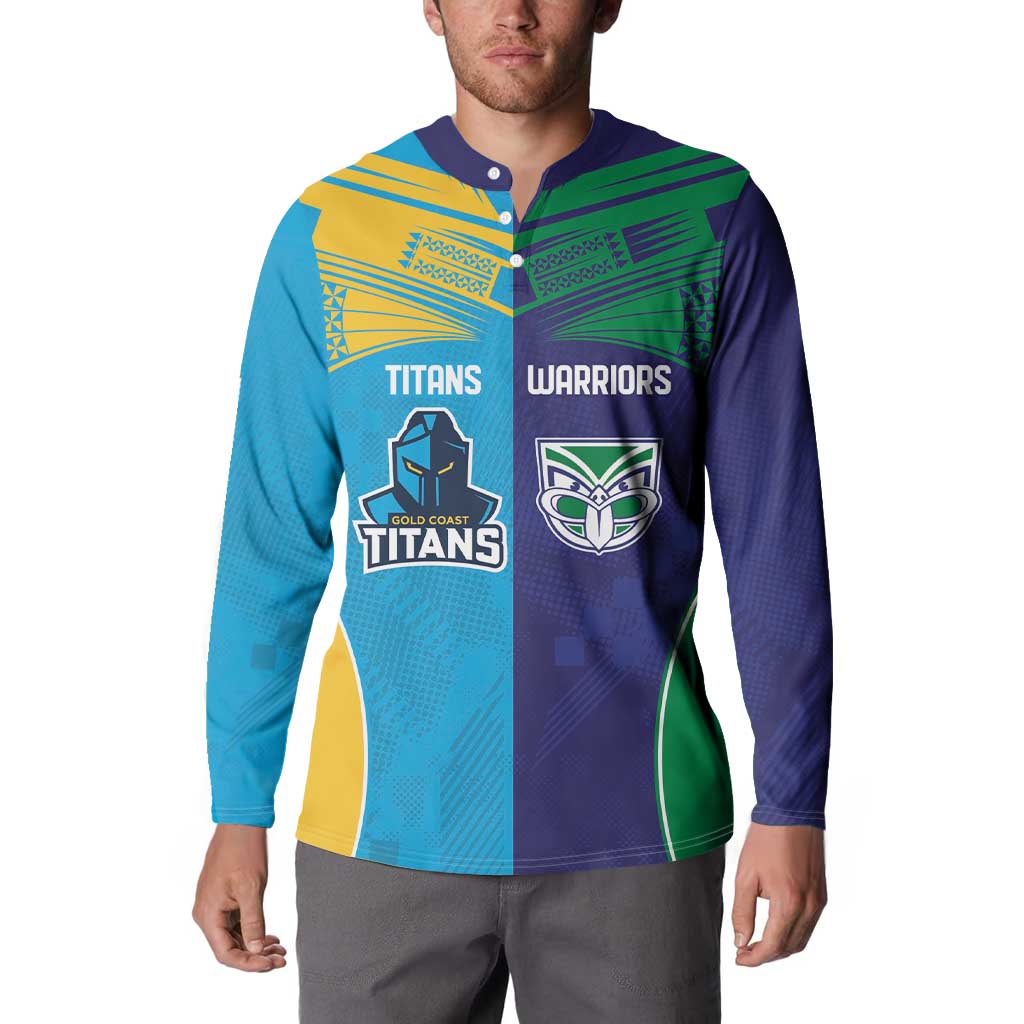 Custom Warriors-Titans Button Sweatshirt Together Sporty Style