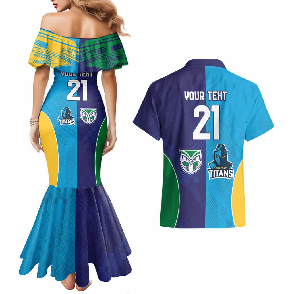 Custom Warriors-Titans Couples Matching Mermaid Dress and Hawaiian Shirt Together Sporty Style