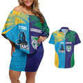 Custom Warriors-Titans Couples Matching Off Shoulder Short Dress and Hawaiian Shirt Together Sporty Style