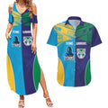 Custom Warriors-Titans Couples Matching Summer Maxi Dress and Hawaiian Shirt Together Sporty Style