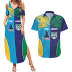 Custom Warriors-Titans Couples Matching Summer Maxi Dress and Hawaiian Shirt Together Sporty Style