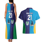 Custom Warriors-Titans Couples Matching Tank Maxi Dress and Hawaiian Shirt Together Sporty Style