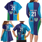 Custom Warriors-Titans Family Matching Long Sleeve Bodycon Dress and Hawaiian Shirt Together Sporty Style