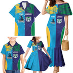 Custom Warriors-Titans Family Matching Mermaid Dress and Hawaiian Shirt Together Sporty Style