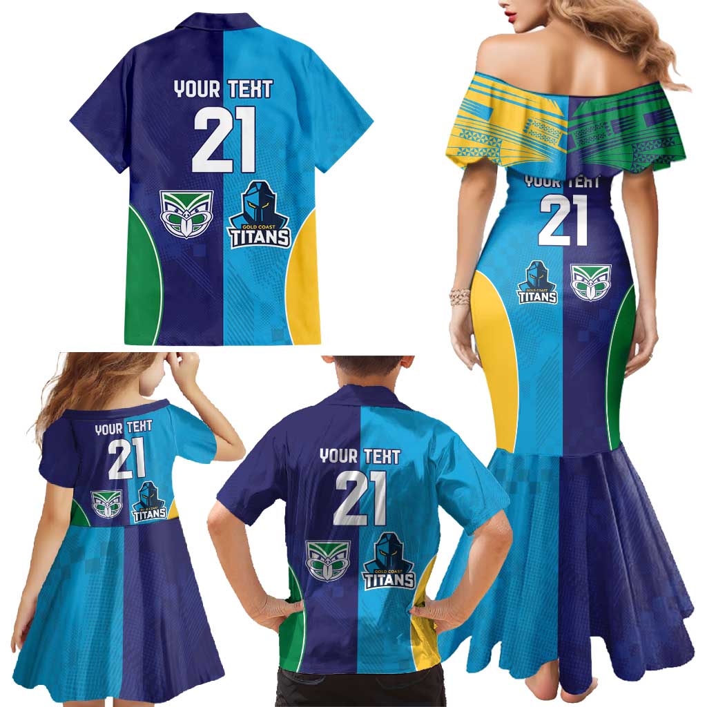Custom Warriors-Titans Family Matching Mermaid Dress and Hawaiian Shirt Together Sporty Style