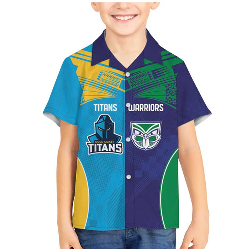 Custom Warriors-Titans Family Matching Mermaid Dress and Hawaiian Shirt Together Sporty Style
