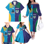 Custom Warriors-Titans Family Matching Off The Shoulder Long Sleeve Dress and Hawaiian Shirt Together Sporty Style