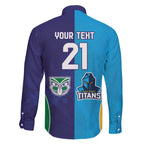 Custom Warriors-Titans Family Matching Off The Shoulder Long Sleeve Dress and Hawaiian Shirt Together Sporty Style