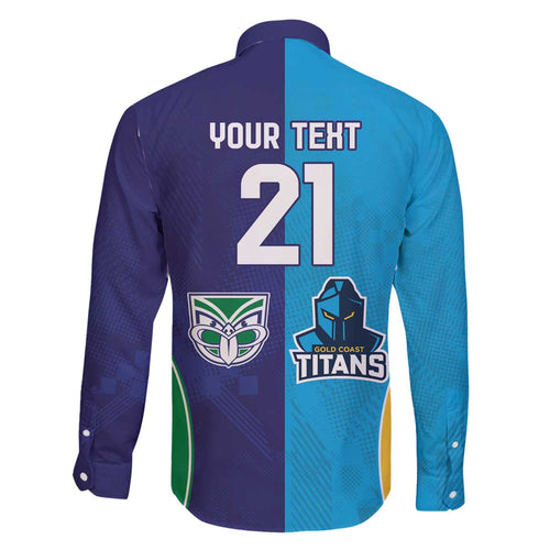 Custom Warriors-Titans Family Matching Off The Shoulder Long Sleeve Dress and Hawaiian Shirt Together Sporty Style
