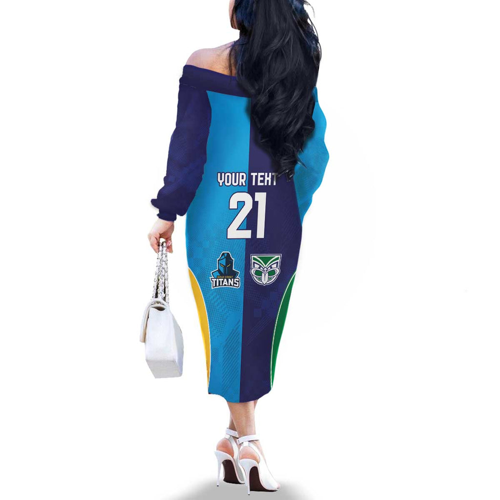 Custom Warriors-Titans Family Matching Off The Shoulder Long Sleeve Dress and Hawaiian Shirt Together Sporty Style