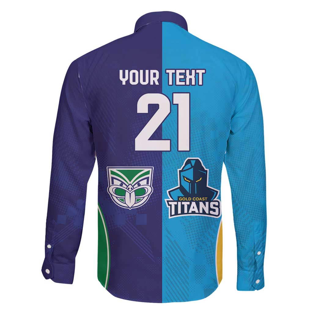 Custom Warriors-Titans Family Matching Off Shoulder Maxi Dress and Hawaiian Shirt Together Sporty Style