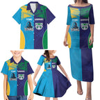 Custom Warriors-Titans Family Matching Puletasi and Hawaiian Shirt Together Sporty Style