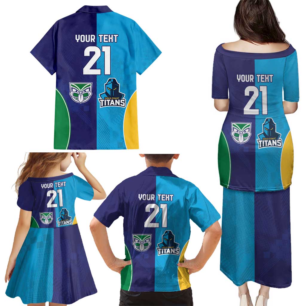 Custom Warriors-Titans Family Matching Puletasi and Hawaiian Shirt Together Sporty Style