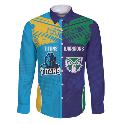 Custom Warriors-Titans Family Matching Puletasi and Hawaiian Shirt Together Sporty Style