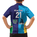 Custom Warriors-Titans Family Matching Short Sleeve Bodycon Dress and Hawaiian Shirt Together Sporty Style
