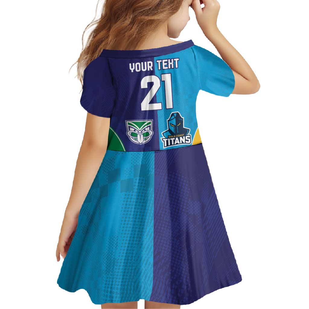 Custom Warriors-Titans Family Matching Short Sleeve Bodycon Dress and Hawaiian Shirt Together Sporty Style