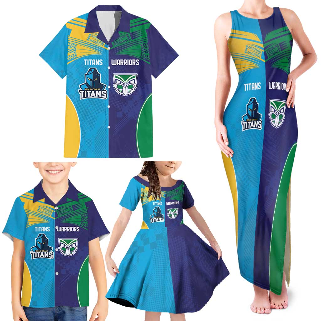 Custom Warriors-Titans Family Matching Tank Maxi Dress and Hawaiian Shirt Together Sporty Style