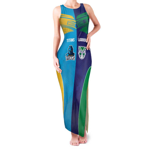 Custom Warriors-Titans Family Matching Tank Maxi Dress and Hawaiian Shirt Together Sporty Style