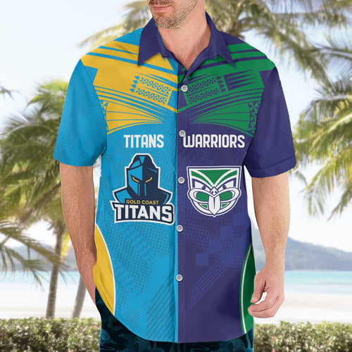 Custom Warriors-Titans Hawaiian Shirt Together Sporty Style