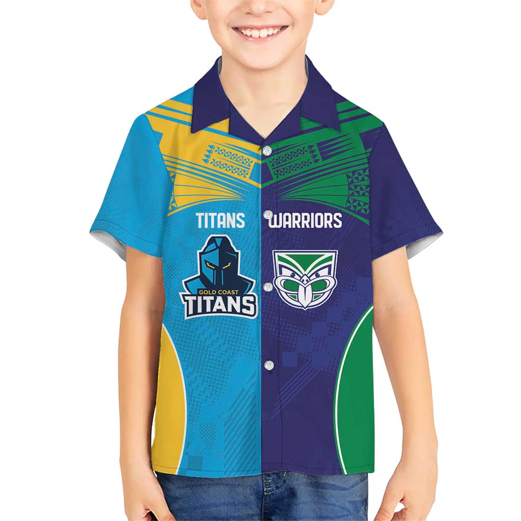 Custom Warriors-Titans Hawaiian Shirt Together Sporty Style
