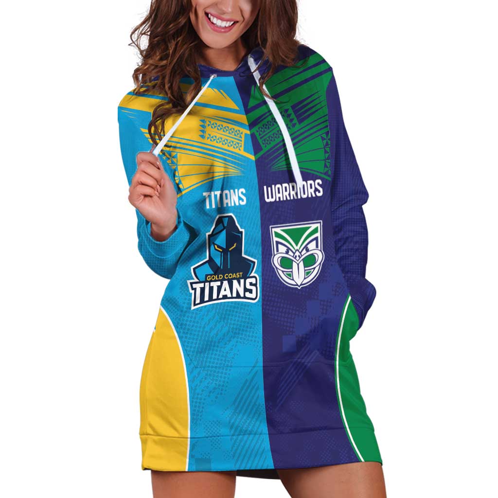 Custom Warriors-Titans Hoodie Dress Together Sporty Style