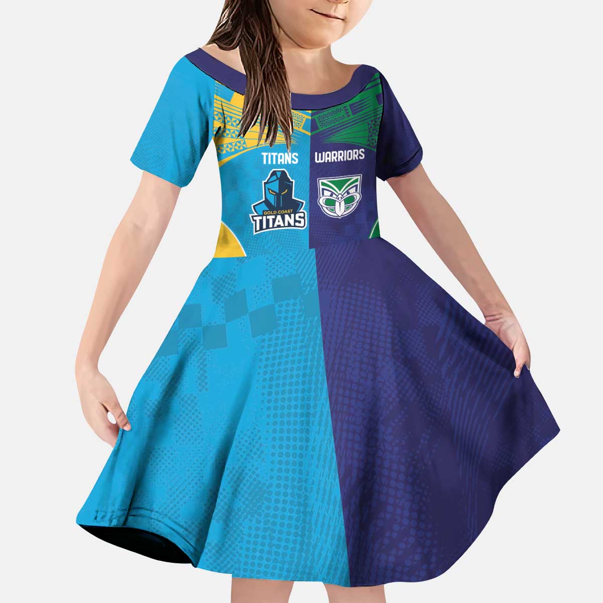 Custom Warriors-Titans Kid Short Sleeve Dress Together Sporty Style